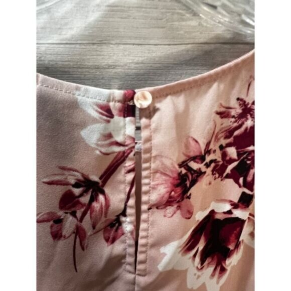 Worthington Womens Floral Print Blouse Pink & Burgundy 3/4 Sleeve Small - Picture 7 of 7